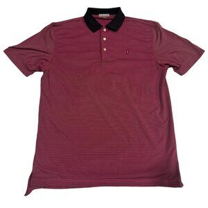 Peter Millar Summer Comfort Polo Shirt M Black & Pink‎ Stripes Golf Top